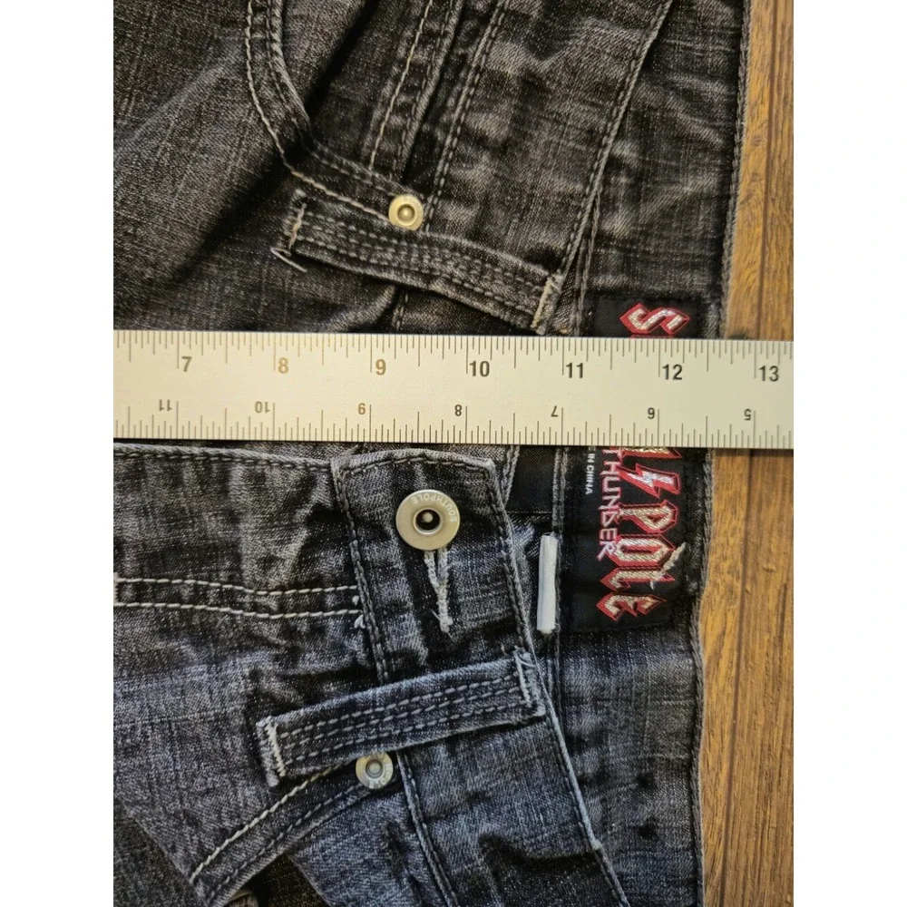 South Pole Metal Thunder Jeans 27x29 Black Rock Baggy Grunge Skater Embroidered